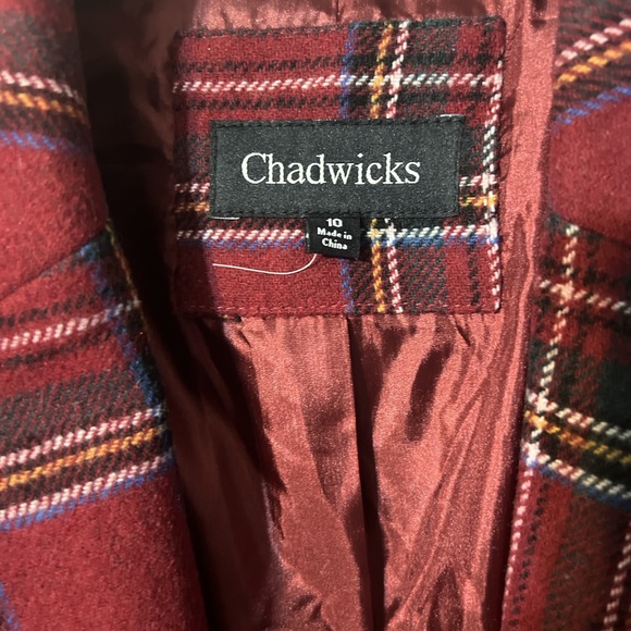 Chadwicks Womens Red Wool Blend Tartan Blazer Christmas Preppy Academia Winter - Picture 3 of 5